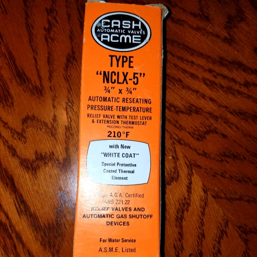 NWT Cash Acme Pressure Temperature Relief Valve